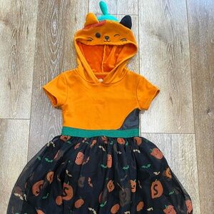 Girls Pumpkin Cat Halloween Costume Dress with Hood 4-5 Years Cute Fancy Dress